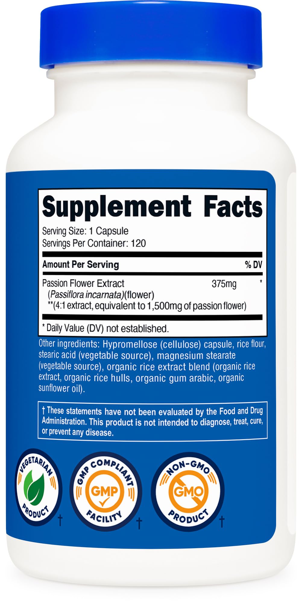 Nutricost Passion Flower Extract 120 Capsules for 120 Servings Per Bottle - Gluten Free, Non-GMO, and Vegetarian Friendly
