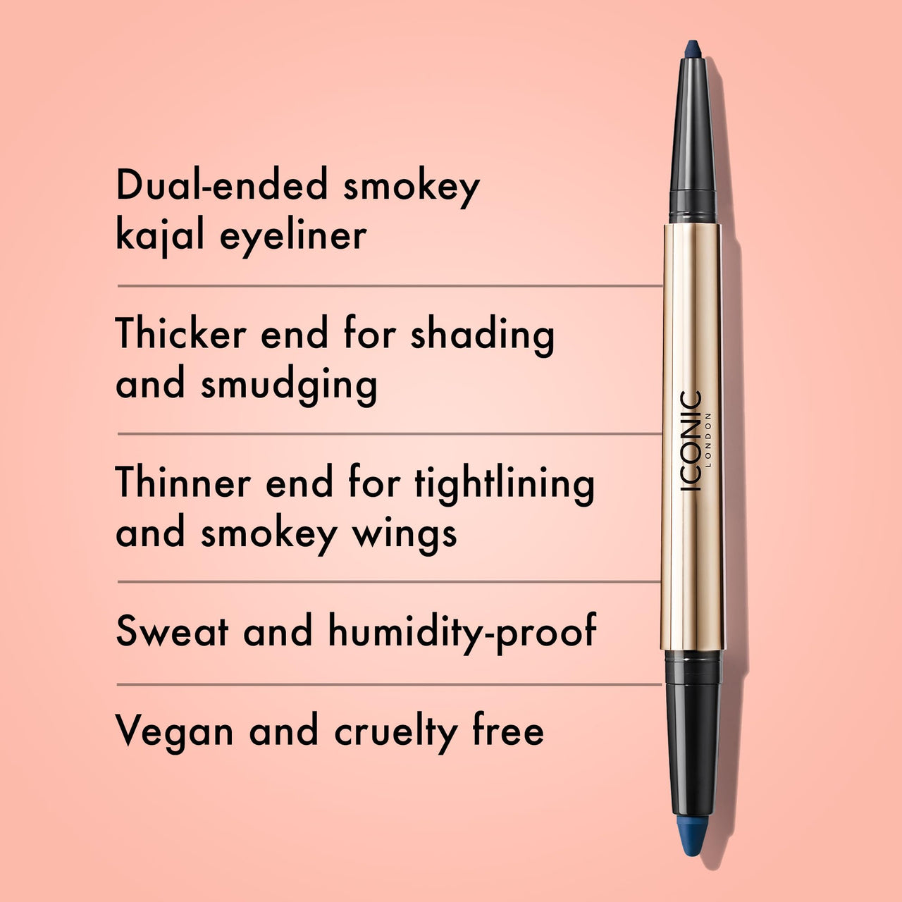 ICONIC LONDON Smokey Eye Duo Eyeliner | Creamy, Easy to Blend 2-in-1 Eyeliner Crayon, Water Resistant, Cruelty Free, Vegan Makeup (Electric Blue) 0.027 oz