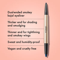 Thumbnail for ICONIC LONDON Smokey Eye Duo Eyeliner | Creamy, Easy to Blend 2-in-1 Eyeliner Crayon, Water Resistant, Cruelty Free, Vegan Makeup (Electric Blue) 0.027 oz