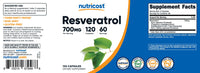Thumbnail for Nutricost Resveratrol 700mg, 120 Capsules - Vegan, Gluten Free, Non-GMO