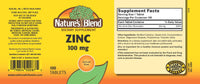 Thumbnail for Nature's Blend Zinc Gluconate 100 mg, 100 Tablets