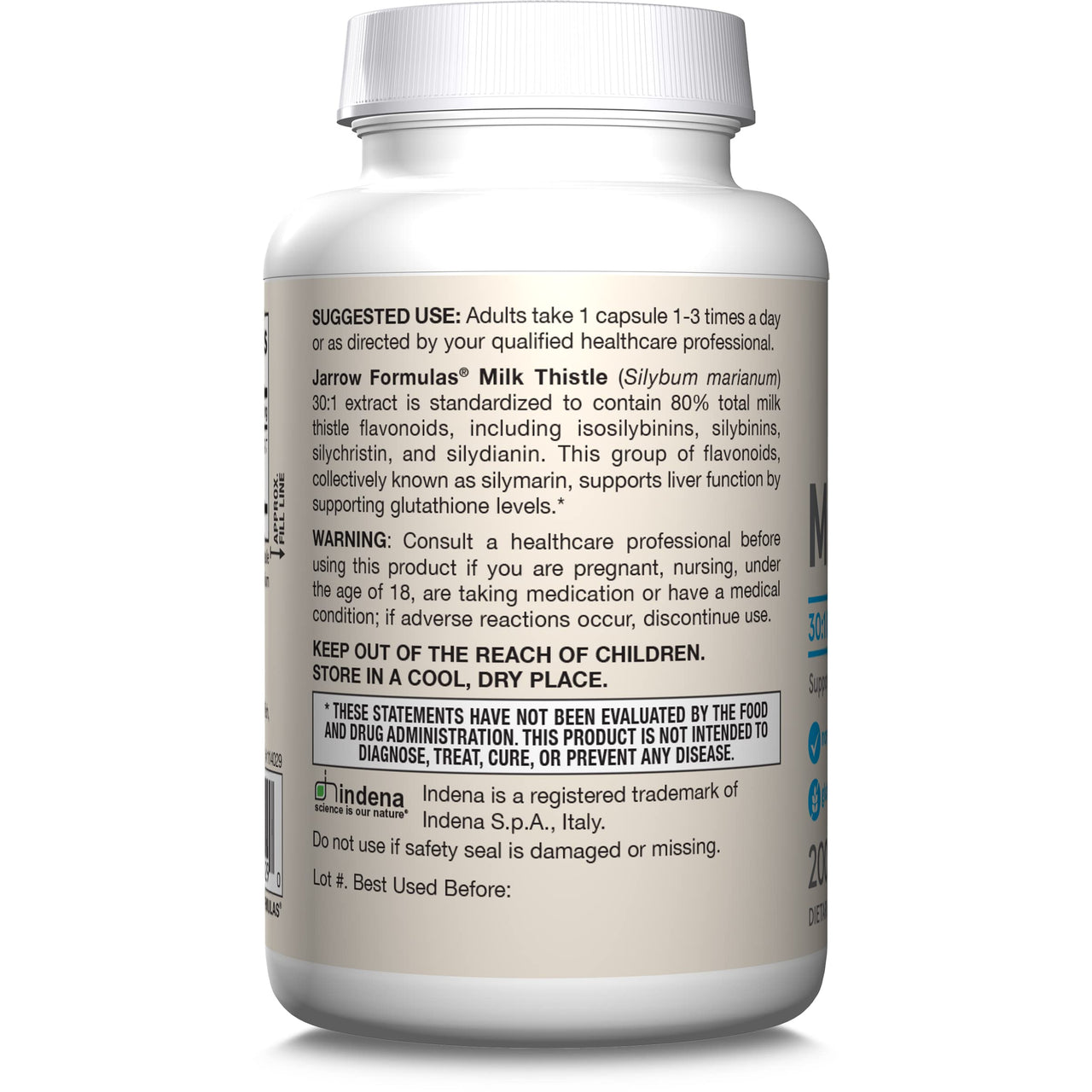 Jarrow Formulas Milk Thistle Supplement 150 mg. 30:1 Milk Thistle Extract Standardized to 80% Total Flavonoids, Dietary Supplement for Liver Function Support, 200 Veggie Capsules, Up to 200 Day Supply