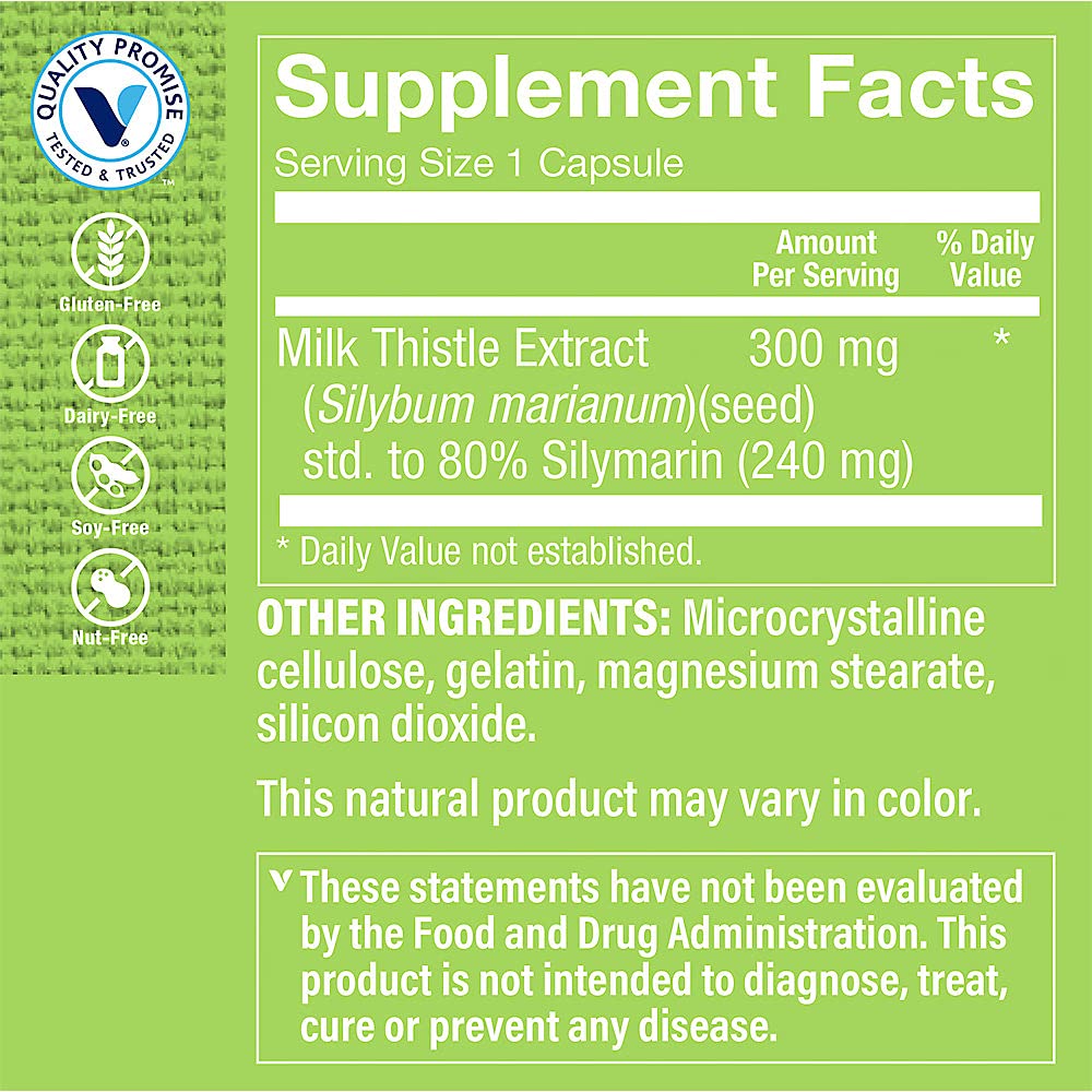 The Vitamin Shoppe Milk Thistle 300 MG - Liver Health Support, Detoxification & Antioxidant Protection (100 Capsules)