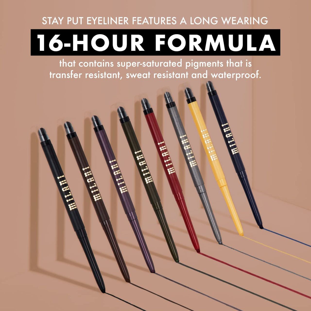 Milani Stay Put Eyeliner - Picante (0.01 Ounce) Cruelty-Free Self-Sharpening Eye Pencil with Built-In Smudger - Line & Define Eyes with High Pigment Shades for Long-Lasting Wear