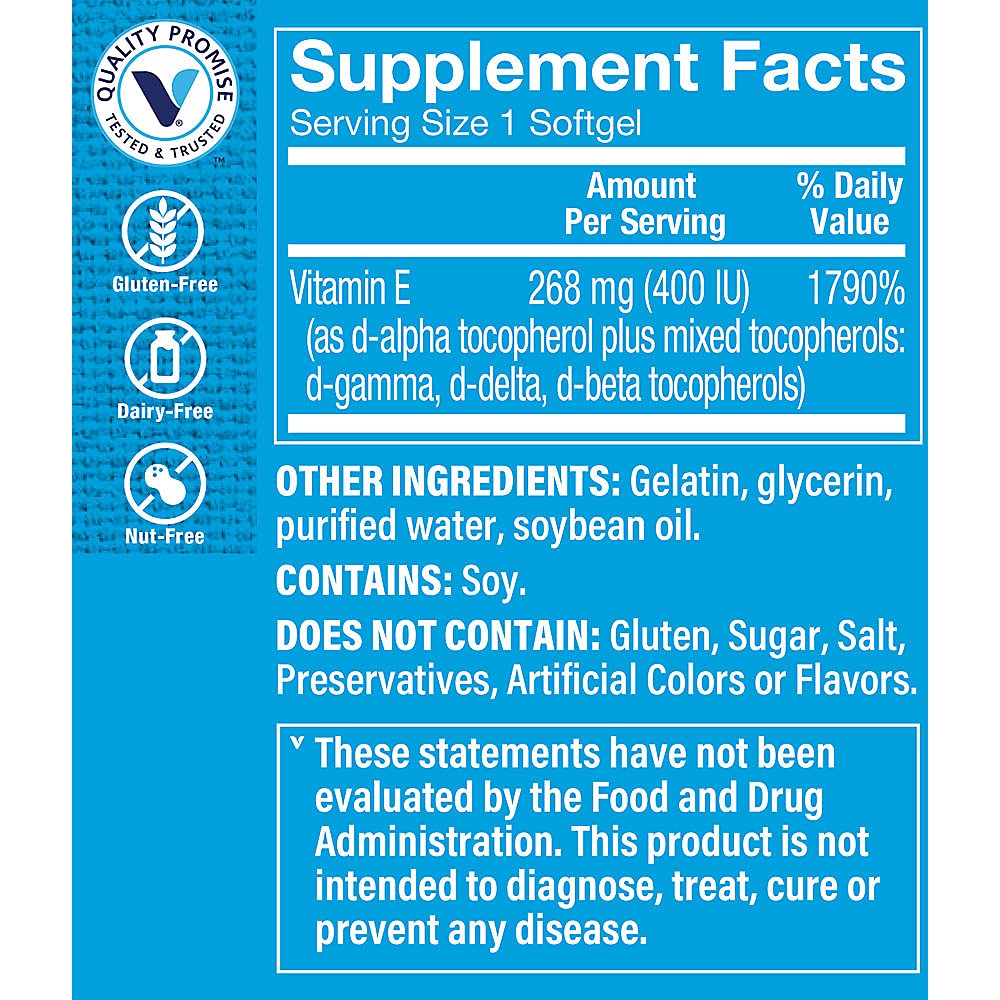 The Vitamin Shoppe Vitamin E 400IU - Antioxidant Support for Skin Health & Immune Function, Daily Vitamin (240 Softgels)