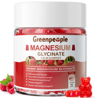 Thumbnail for GREENPEOPLE Magnesium Glycinate Gummies 400mg - Sugar Free Magnesium Supplement with Magnesio Citrate, Vitamin D, and B6 for Calm Support & Sleep for Adults - High Absorption - Raspberry Gummies
