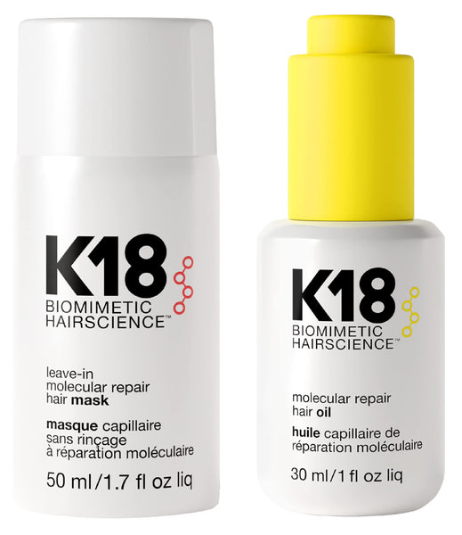 K18 Repair Bundle - Leave-In Repair Hair Mask, 4-Minute Speed Treatment(50ml), and Weightless Hair Strengthening Oil (30ml)