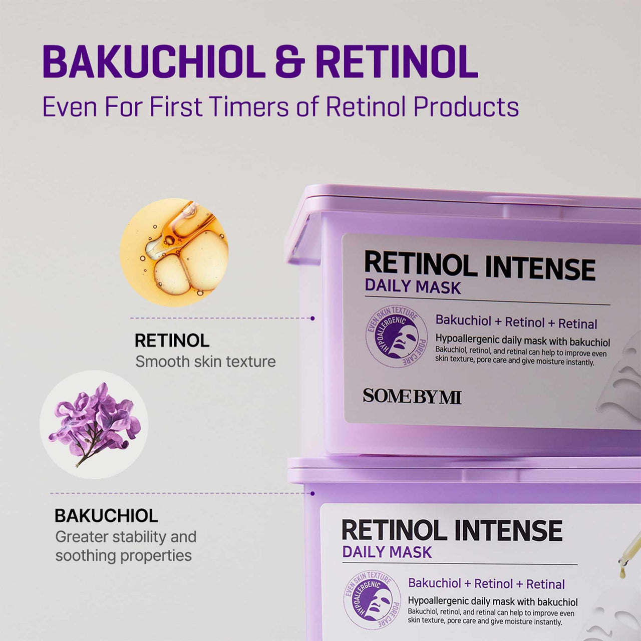 SOME BY MI Retinol Intense Daily Mask - 30 Sheets, 11.8Oz - Mild Korean Retinol Vegan Face Sheet Mask for Glass Skin Routine - Skin Texture, Elasticity and Aging Sign Care - Korean Skin Care