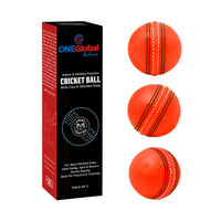 Thumbnail for ONEGlobal Soft Indoor Outdoor Incrediball Practice Cricket Ball | Rubber Cricket Ball with Soft Core & Real Stitched Seam | for Practice, Coaching, Honing Skills & Family Fun | 7 Colours (3-Orange)
