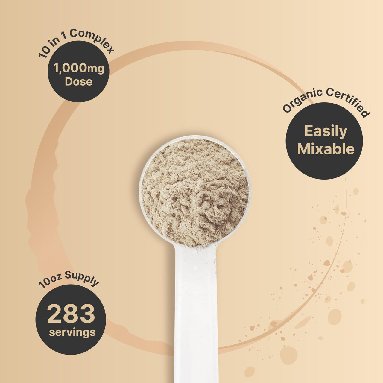 NatureBell Organic Mushroom Powder, 10oz | 10-in-1 Adaptogenic Blend with Lion’s Mane, Reishi, Shiitake, Chaga & More | Great for Coffee, Smoothies & Recipes