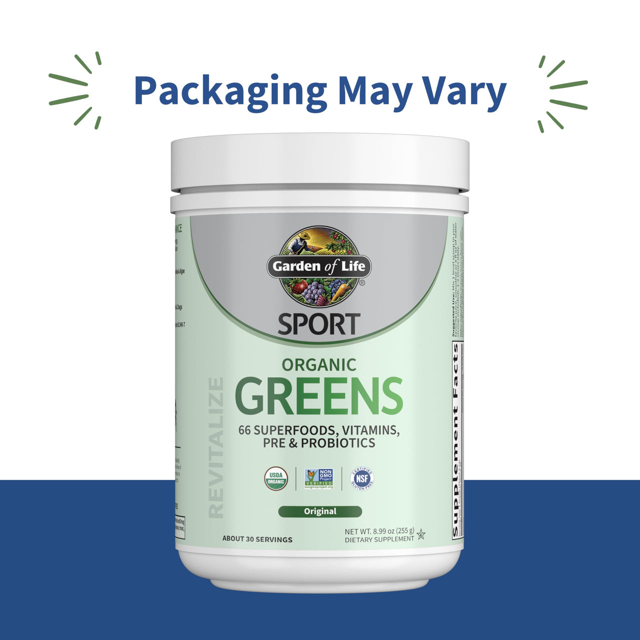 Garden of Life Sport Nutrition Greens and Superfoods Powder for Women and Men - Unflavored, Organic Blend - Spirulina, Fruit, Vitamins, Pre & Probiotics, Mushrooms, Athletic Supplements, 30 Servings
