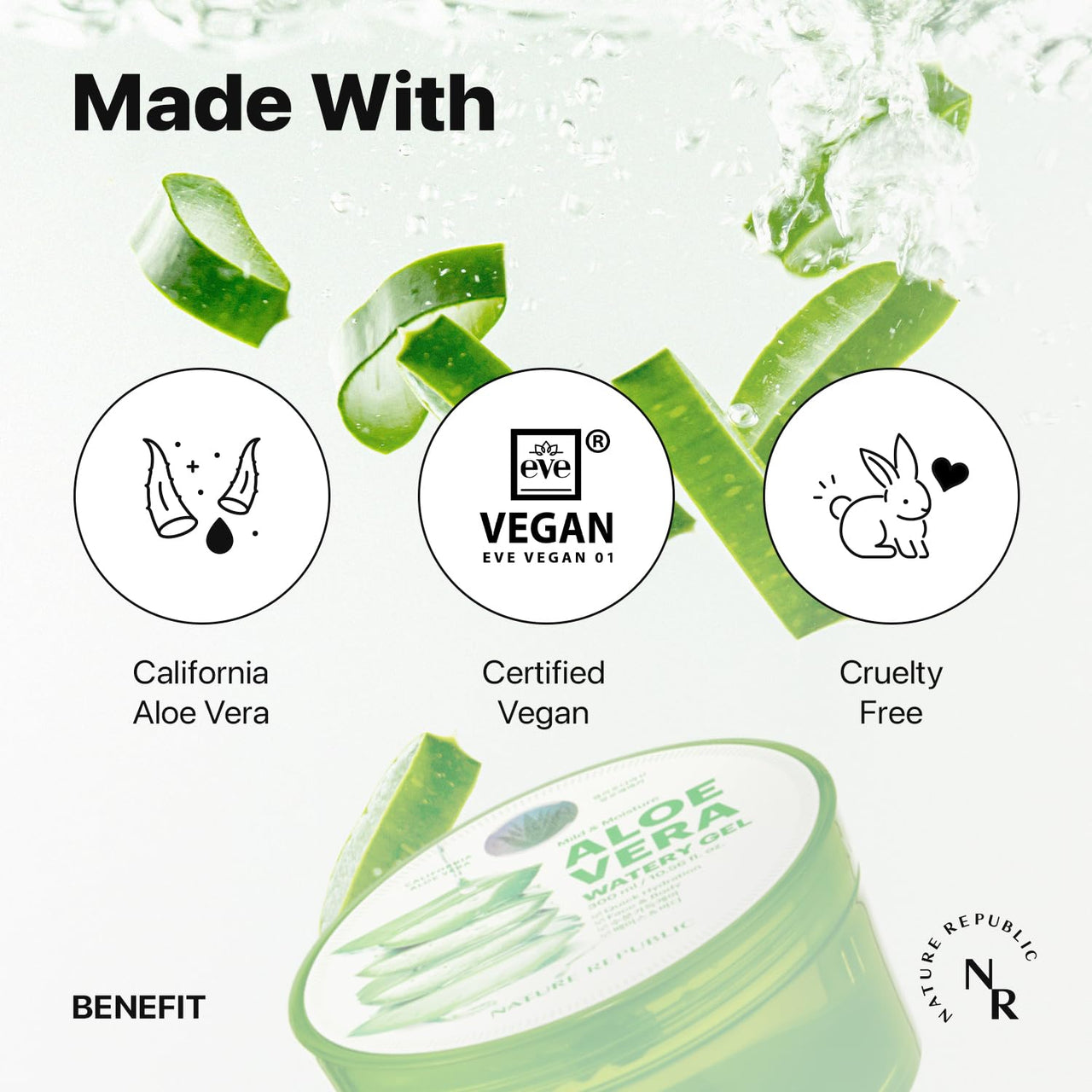 Nature Republic Mild & Moisture Aloe Vera Watery Gel (2 PCS) | Hydrating & Moisturizing, Fast-Absorbing Non-Sticky, Aftersun & Aftershave Soothing Gel for Face & Hair, Korean Skincare, All Skin Types