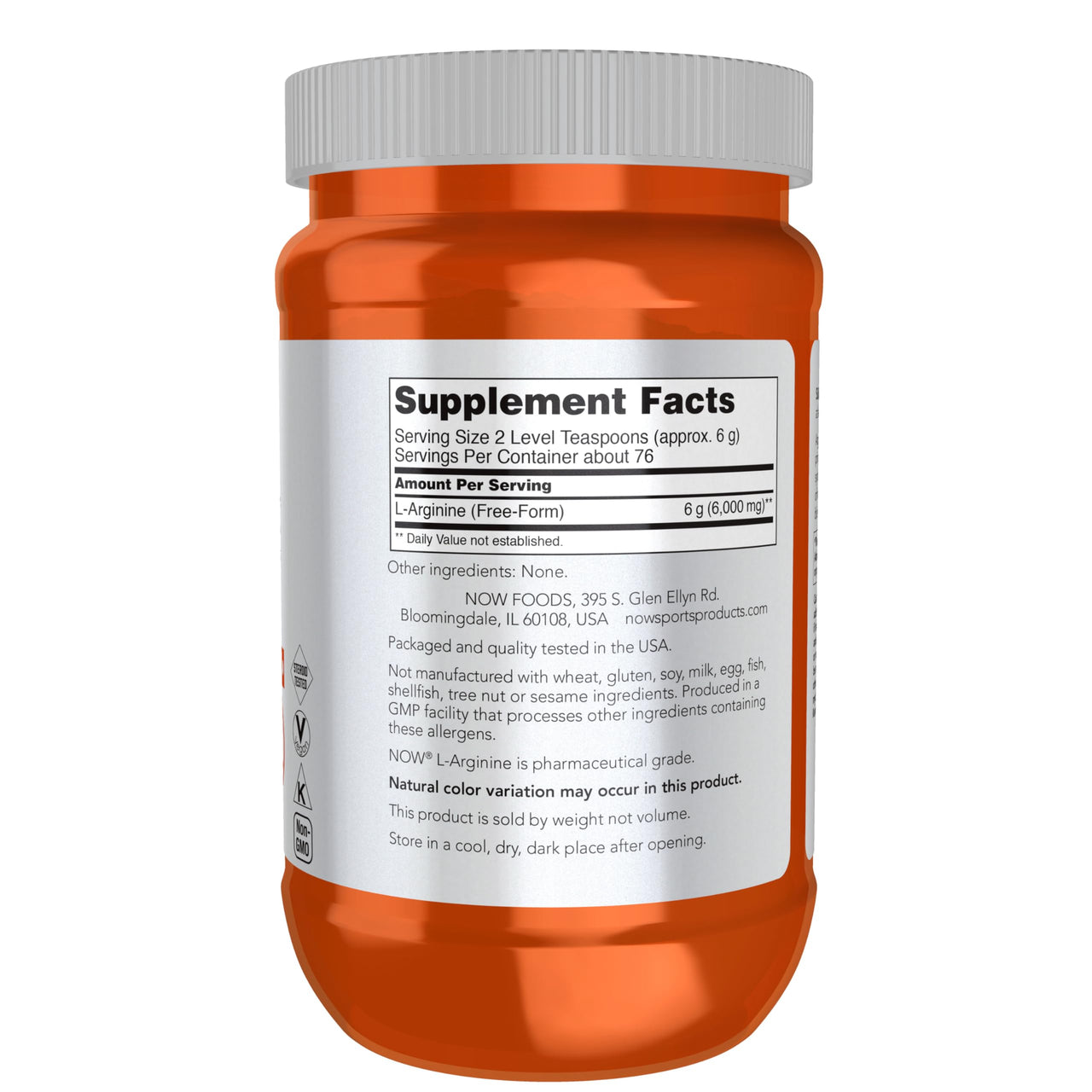 NOW Sports Nutrition, L-Arginine Powder, Nitric Oxide Precursor, Amino Acids, 1-Pound