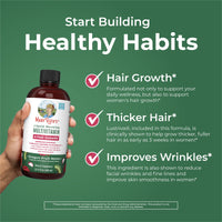 Thumbnail for MaryRuth's Liquid Multivitamin + Hair Growth | Biotin 10000mcg | Lustriva Hair Growth Supplement | Clinically Tested in Women for Thicker Hair & Facial Wrinkle | Skin Care | Ages 18+ | 15.22 Fl Oz