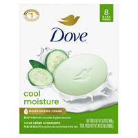 Thumbnail for Dove Beauty Bar Soap Cool Moisture Cucumber & Green Tea Scent, 8 Bars for Refreshed Skin, Leaves Skin Refreshed 3.75 oz