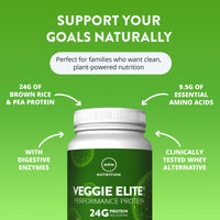 Thumbnail for MRM Veggie Elite Performance Protein - Chocolate Mocha, Plant-Based Powder, 24g Protein per Serving with BCAAs & Digestive Enzymes, Clinically Tested - Vegan, Gluten-Free - 31 Servings