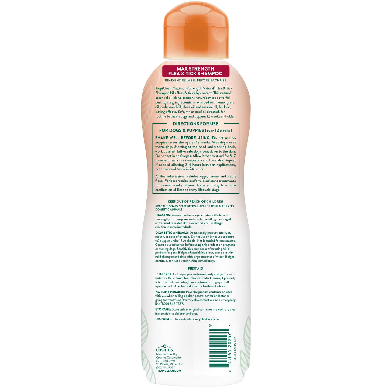 TropiClean Max Strength Flea and Tick Shampoo Treatment for Dogs, Powerful & Natural Defense, Prevention for Large & Small Dogs, Made in USA, 20oz
