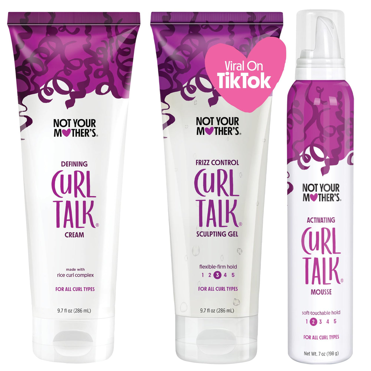 Not Your Mother's Curl Talk Kit, 9.7 fl.oz Defining Cream, 9.7 fl.oz Frizz Control Styling Gel & 7 oz Activating Mousse