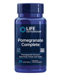Thumbnail for Life Extension Pomegranate Complete, Fruit Extract, Flower, Seed Oil Extract, Cardiovascular Health, antioxidant Support, superfood Supplement, Gluten Free, Non-GMO, 30 softgels