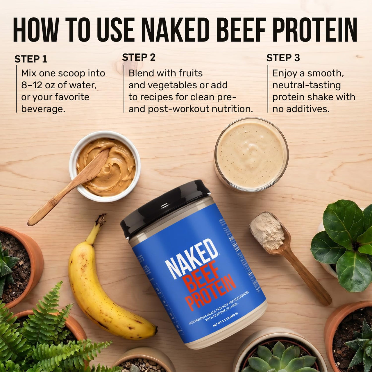 Naked Beef Protein Isolate - Grass Fed European Beef Bones, 21g Protein, 0g Carbs, Collagen, Amino Acids, Dairy Free, No Artificial Ingredients, Paleo Keto Carnivore Friendly, Unflavored - 20 Servings