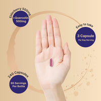 Thumbnail for NatureBell Elderberry Quercetin 4-in-1 with Vitamin C & Zinc, 240 Capsules | Traditional Herbal Supplement | 500mg Sambucus Nigra, 500mg Quercetin, 250mg Vitamin C, 50mg Zinc Picolinate per Serving