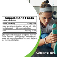 Thumbnail for NaturesPlus Biotin & Folic Acid (Folate) - 30 Sustained Release Tablets - Vitamin B Complex for Energy, Beauty, Metabolism & Immune Health - Supports Healthy Skin, Nails & Hair - 30 Servings