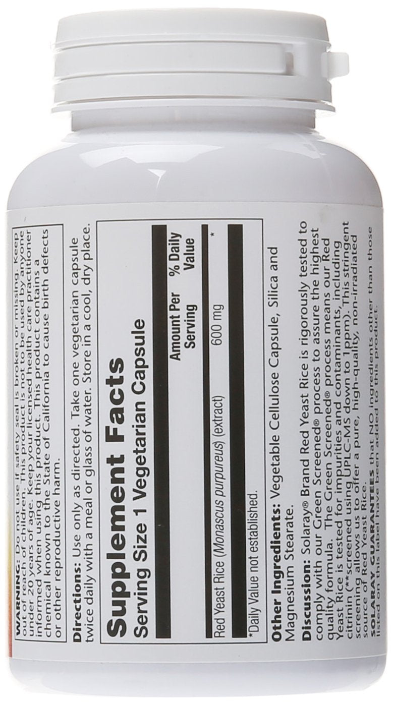 Solaray, Red Yeast Rice 600mg, 120 Veggie Capsules