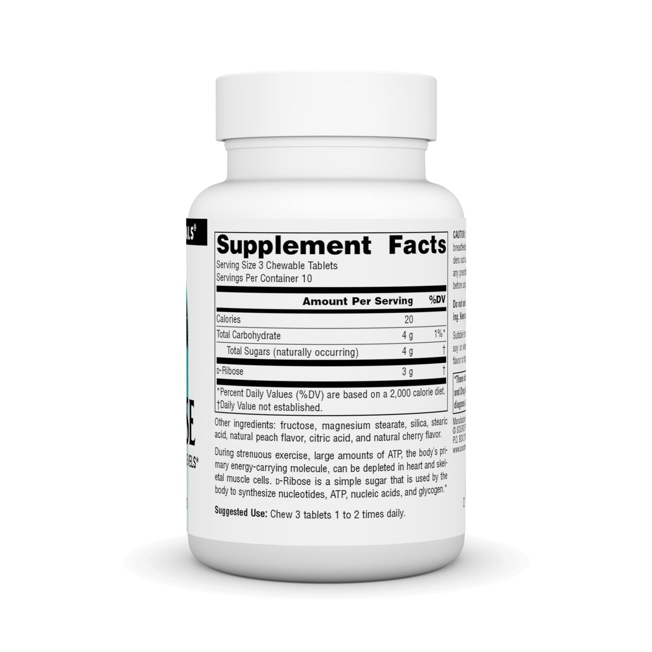 Source Naturals D-Ribose 1000 Mg Fruit Tablet, 30 Count