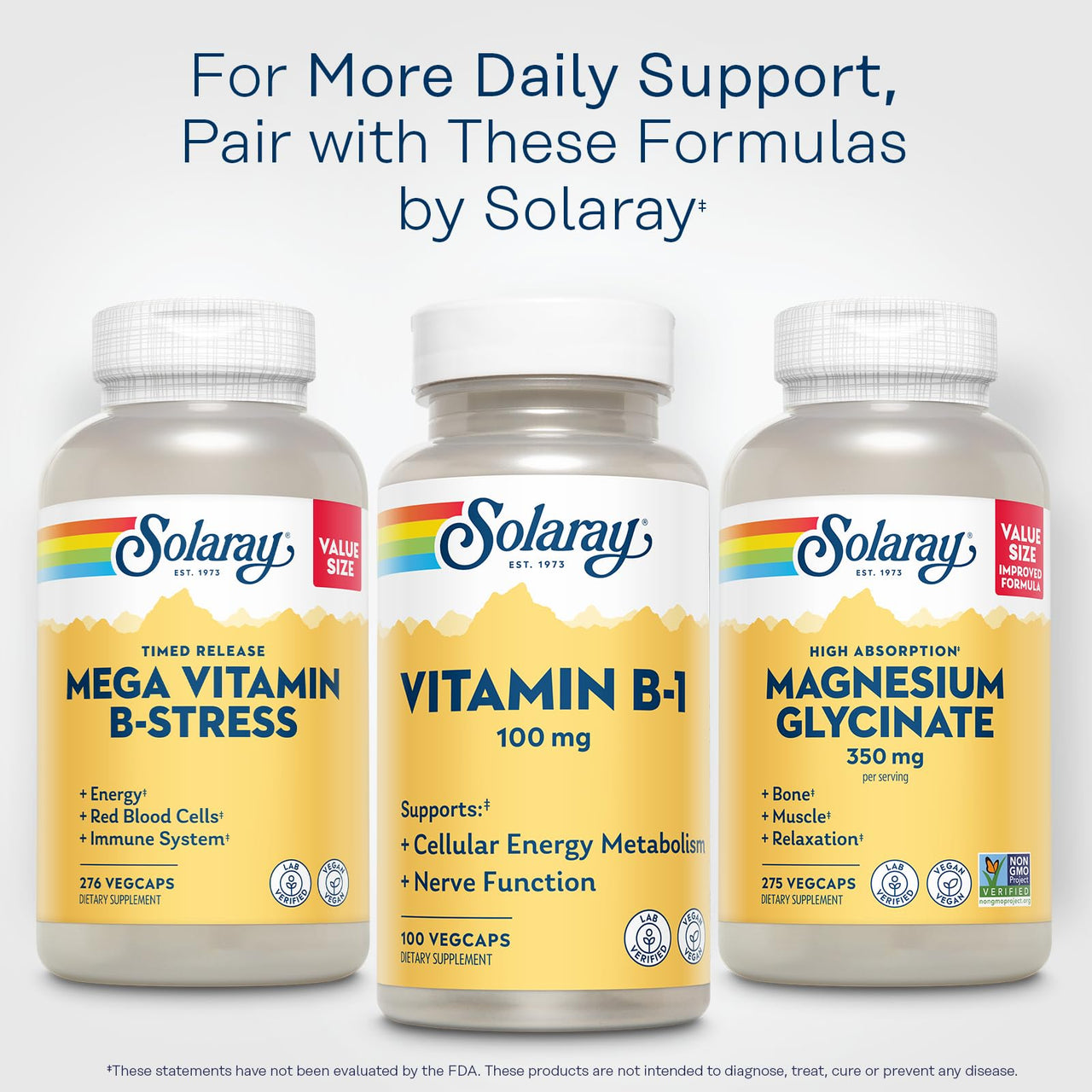 SOLARAY Vitamin B-1 100 mg | Healthy Energy Metabolism, Skin, Brain, Heart & Nervous System Support | 100 VegCaps