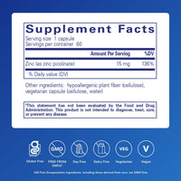 Thumbnail for Pure Encapsulations Zinc 15 mg - Zinc Picolinate Supplement for Immune System Support, Growth & Development - for Wound Healing - 60 Capsules