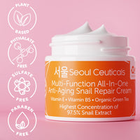 Thumbnail for SeoulCeuticals Korean Skin Care 97.5% Snail Mucin Moisturizer Cream - K Beauty Skincare Day & Night Snail Repair Cream Filtrate Cruelty Free 2oz