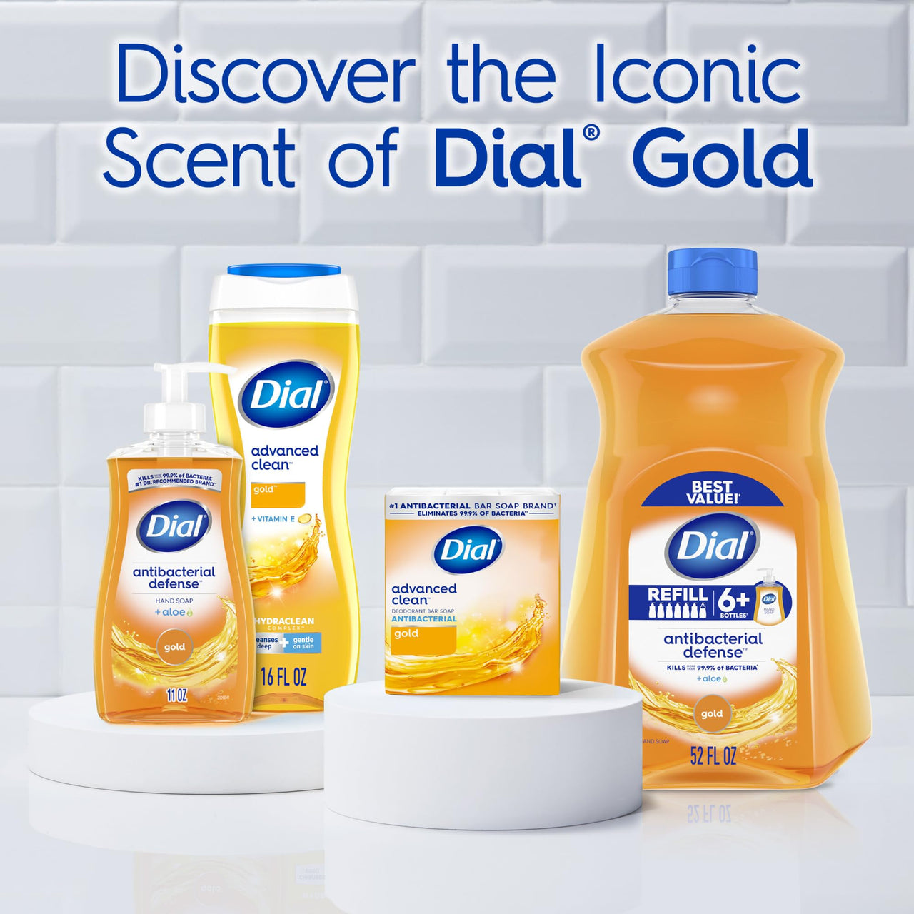 Dial Body Wash, Advanced Clean Gold, 16 Fl Oz, Pack of 4, Hydraclean Complex & Vitamin E, Gentle, Leaves Skin Feeling Nourished, Dermatologist-Tested, No Parabens & Sulfates