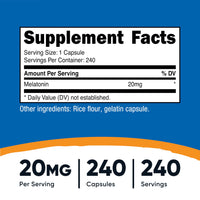 Thumbnail for Nutricost Melatonin 20mg, 240 Capsules, Non-GMO & Gluten Free