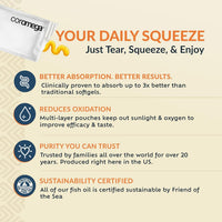Thumbnail for Coromega Omega 3 Fish Oil Supplement, 650mg of Omega-3s with 3X Better Absorption Than Softgels, Orange Flavor, 30 Single Serve Squeeze Packets