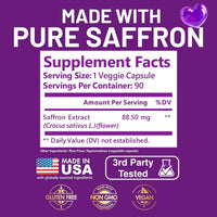 Thumbnail for Kwala Nutrition Saffron Supplements for Mood & Focus | 88.5mg Pure Saffron Extract | 3rd Party Tested | Made in USA | 3 Month Supply | 90 Capsules