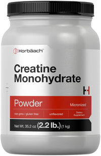 Thumbnail for Horbäach Creatine Monohydrate Powder | 2.2lbs (35.2 oz) | Micronized and Unflavored | Vegetarian, Non-GMO, and Gluten Free Supplement
