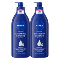 Thumbnail for NIVEA Essentially Enriched Body Lotion for Very Dry Skin with Hyaluronic Acid, Almond Oil and Deep Nourishing Serum, 72-Hour Body Moisturizer, 16.9 Fl Oz Pump Bottle, Pack of 2