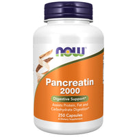 Thumbnail for NOW Foods Supplements, Pancreatin 2000 with naturally occurring Protease (Protein Digesting), Amylase (Carbohydrate Digesting), and Lipase (Fat Digesting) Enzymes, 250 Capsules