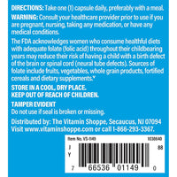 Thumbnail for The Vitamin Shoppe Folic Acid 800MCG, Supports Prenatal Fetal (300 Capsules)