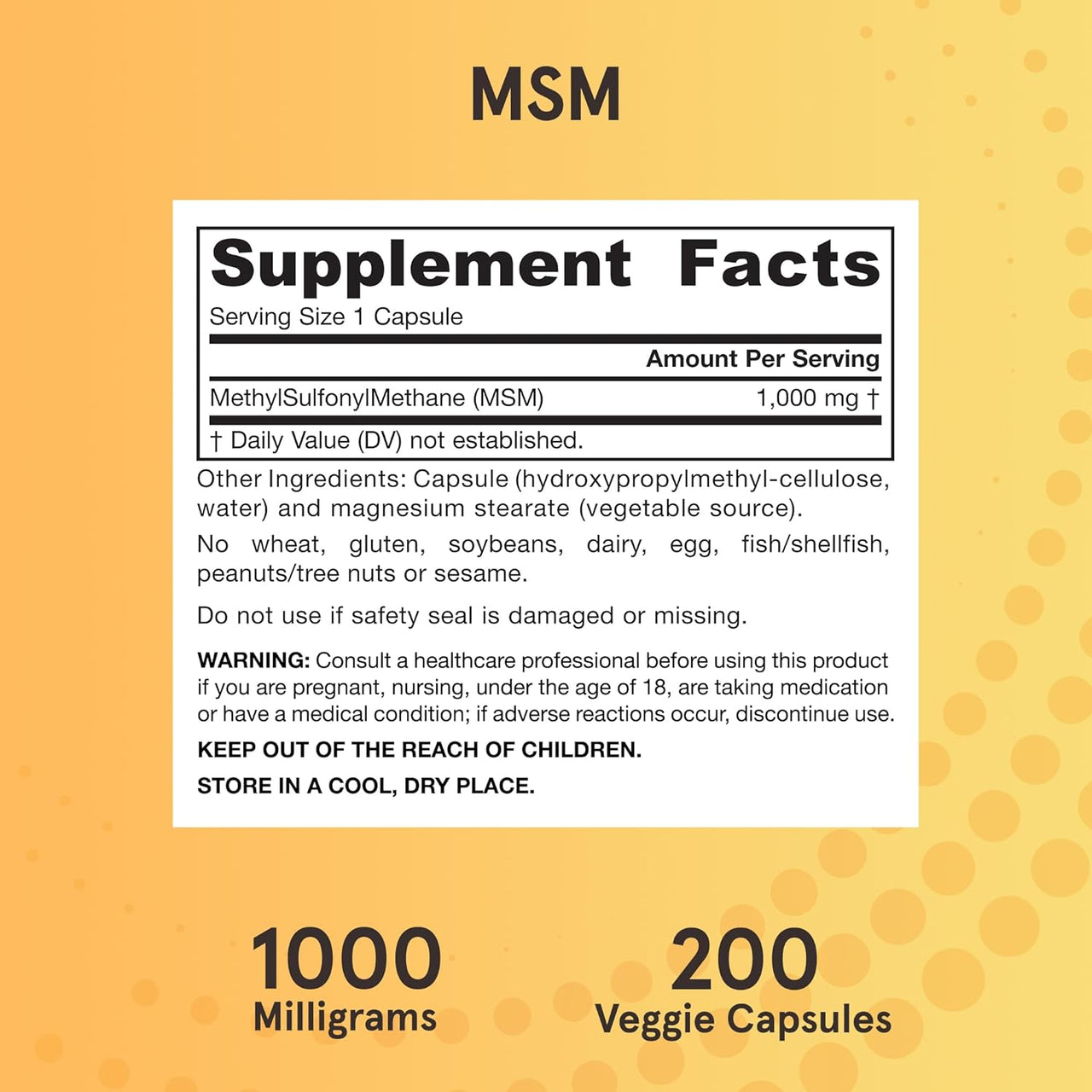 Jarrow Formulas MSM Capsules 1000 mg For Joint Health Support