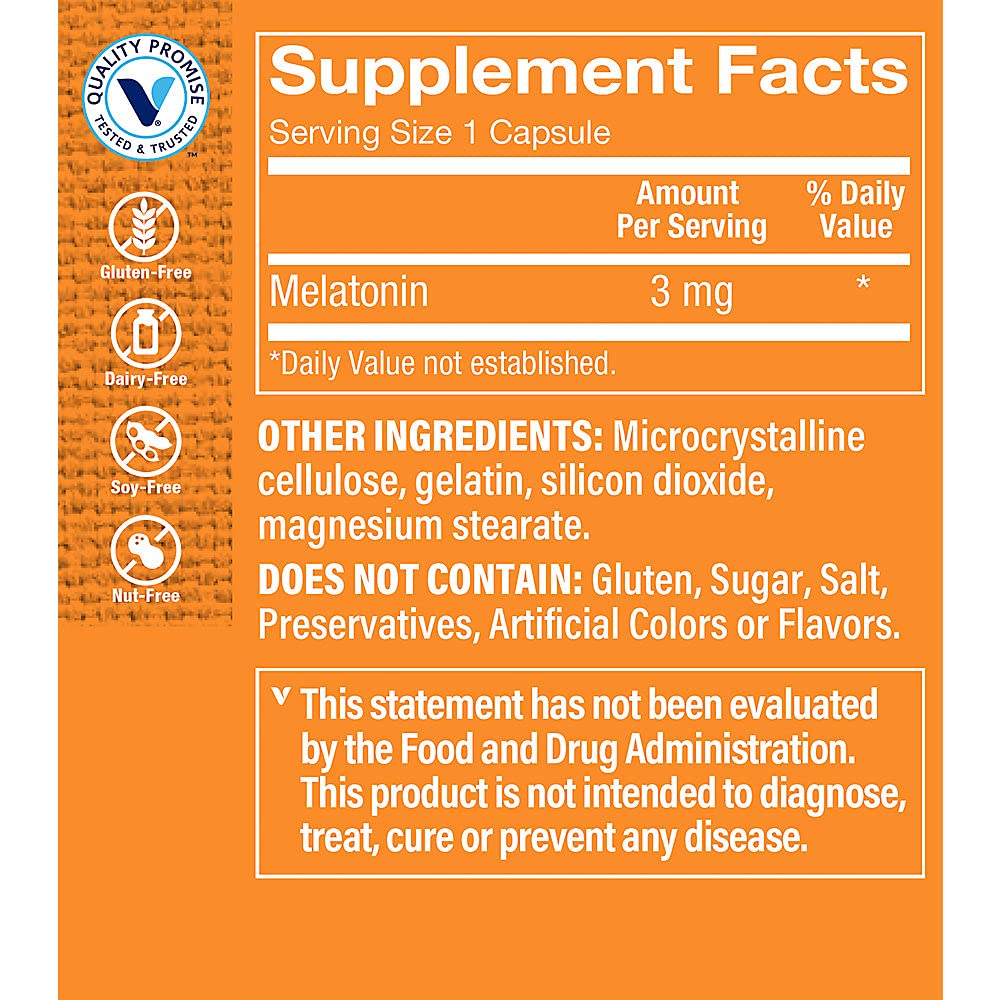 The Vitamin Shoppe Melatonin 3 MG - Sleep Support, Restful Sleep & Healthy Sleep Cycle, Natural Sleep Aid (240 Capsules)