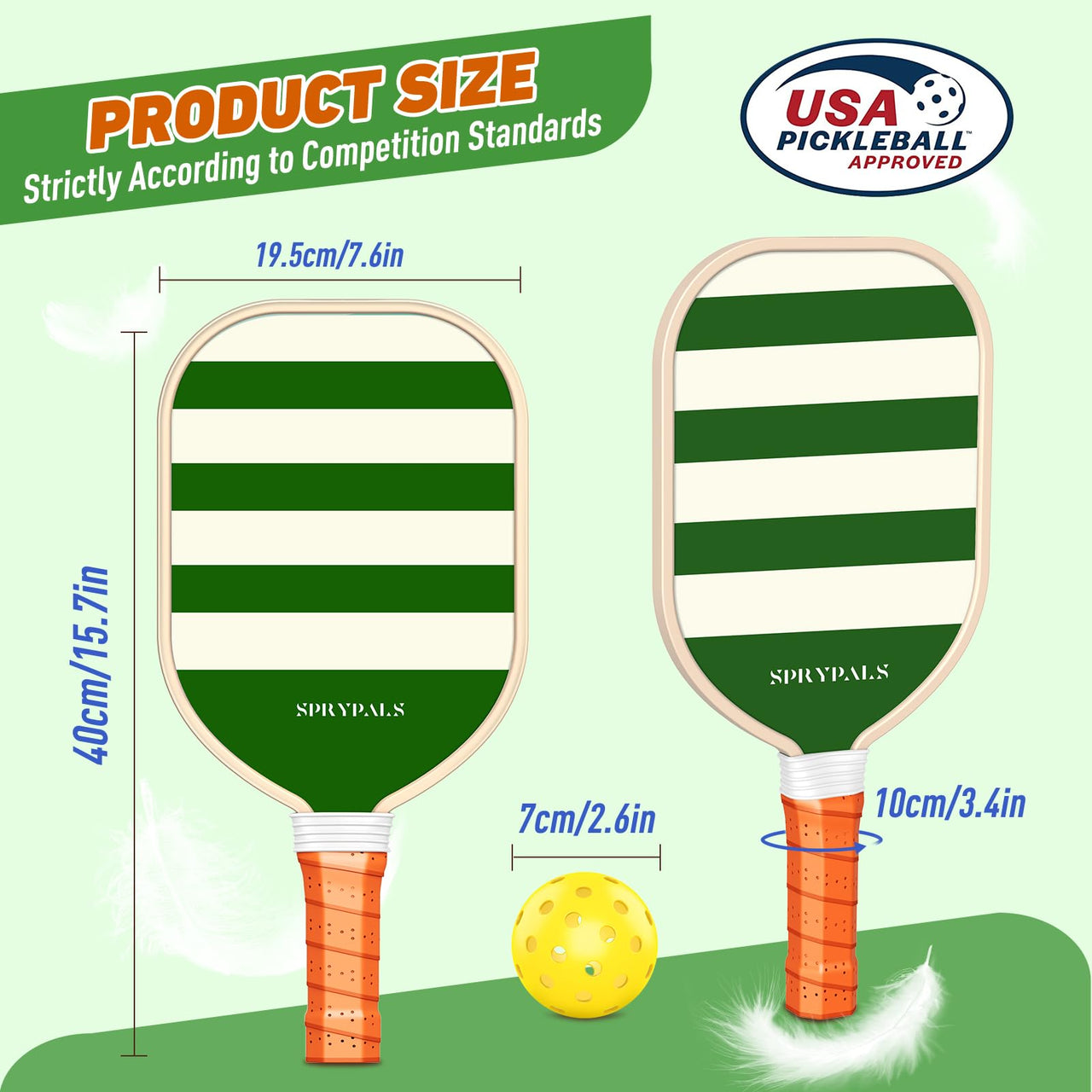 Pickleball Paddles Set USAPA Approved, Lightweight and Durable with Unique Design, USAPA Approved Set of 4, 4 Pickleball Balls, Pickleball Bag, Pickleball Paddles (Stripe)