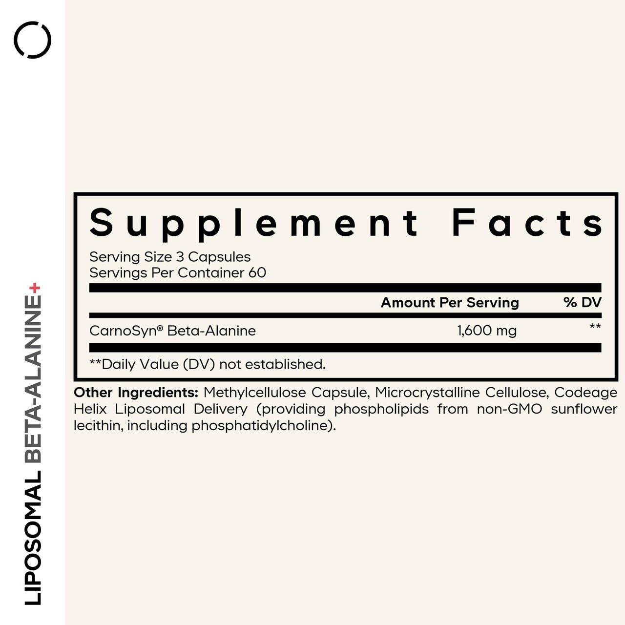 Codeage Liposomal Beta-Alanine Supplement - CarnoSyn Beta-Alanine - 2-Month Supply - Liposomal Delivery - Pre Workout, Post Workout and Sport Supplementation - Non-GMO - 180 Capsules