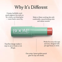 Thumbnail for Boomstick Golden Peach ™ - Warm, Coral-Peach Blush Stick and Lipstick - Multistick, Vegan, Makeup for Older Women and Mature Skin Boom Stick By Cindy Joseph