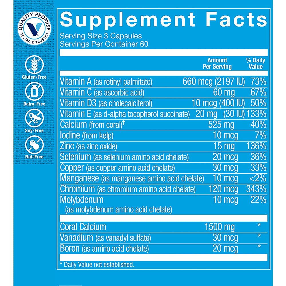 The Vitamin Shoppe Coral Calcium Plus 1,500MG - Eco Safe Source of Calcium, Magnesium & Trace Minerals to Support Healthy Bones and Teeth (180 Capsules)