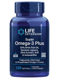 Thumbnail for Life Extension Super Omega-3 Plus EPA/DHA Fish Oil, Sesame Lignans, Olive Extract, Krill & Astaxanthin - Heart, Brain & Joint Health Support - Gluten-Free, Non-GMO - 120 Softgels