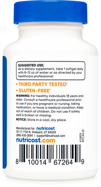 Thumbnail for Nutricost Vitamin K2 MK-7 100 mcg, 240 Softgels - Gluten Free and Non-GMO MK7