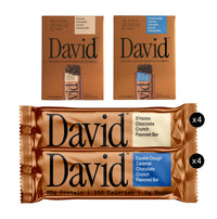 Thumbnail for David Bronze High Protein Bars - Cookie Dough Caramel Chocolate Crunch & S'mores Chocolate Crunch Flavored Bar - 0g of Sugar, Low Carb, Gluten Free - 20g of Protein, 150 Calories - On-The-Go Snack, Pack of 8