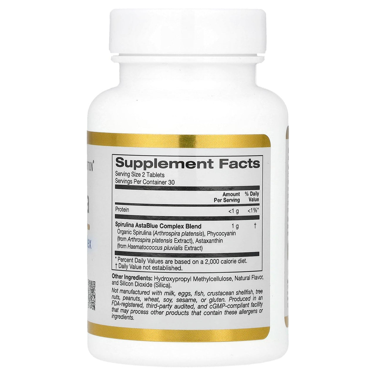 California Gold Nutrition Spirulina AstaBlue Complex, Contains The Antioxidants Phycocyanin, Chlorophyll, and Astaxanthin, 60 Tablets