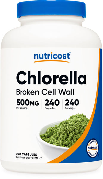 Nutricost Chlorella Capsules 500mg, 240 Vegetarian Capsules - Non-GMO and Gluten Free